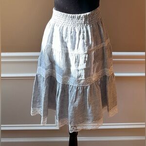 Gold Hawk Linen & Lace Stripe Skirt Size Small NWT
